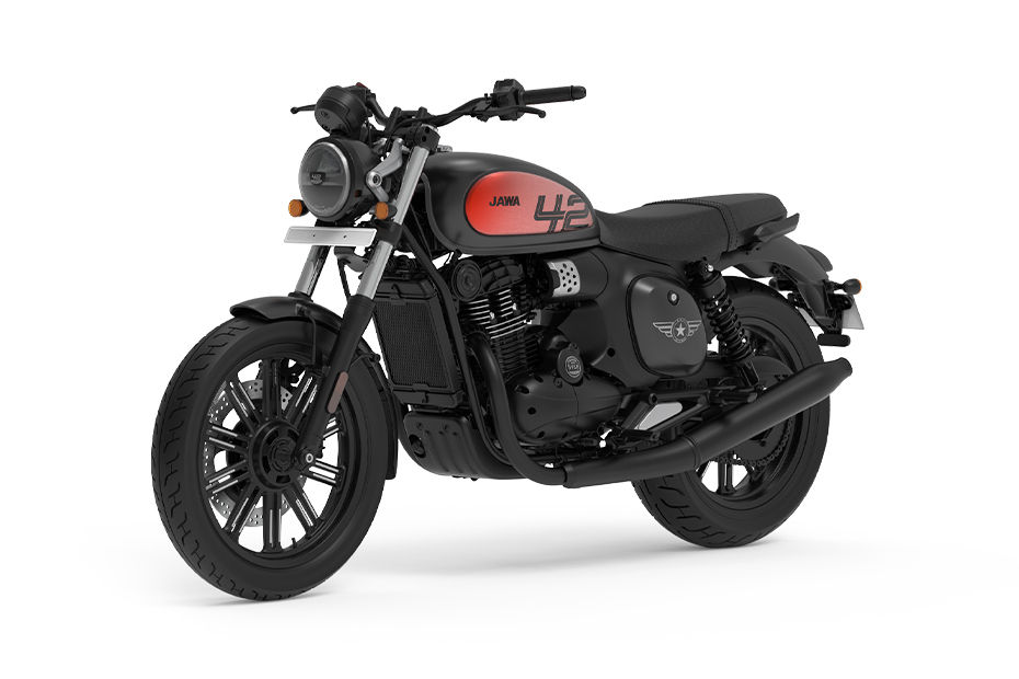 Jawa 42 FJ Matte Black With Red Clad colour