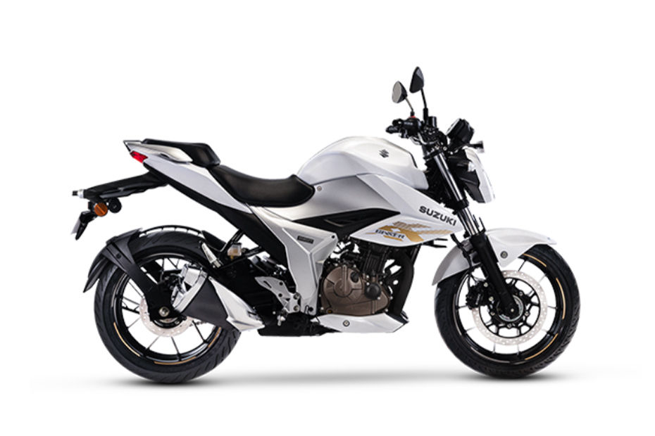 Suzuki Gixxer 250 Pearl Glacier White And Metallic Mat Platinum colour