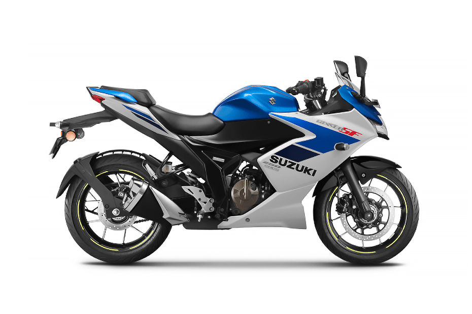 Suzuki Gixxer SF 250 Metallic Triton Blue And Pearl Glacier White colour