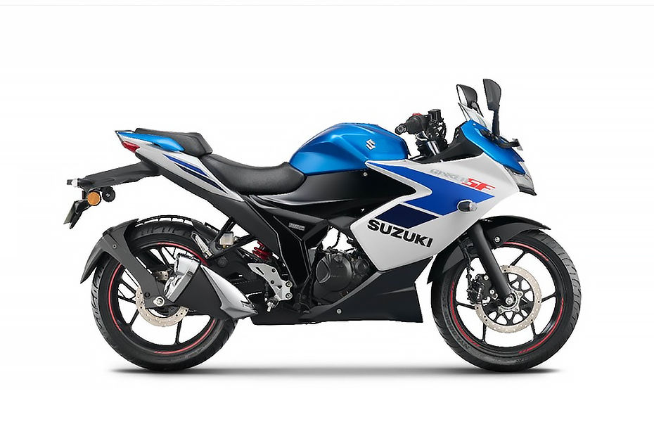 Suzuki Gixxer SF Metallic Triton Blue And Pearl Glacier White colour