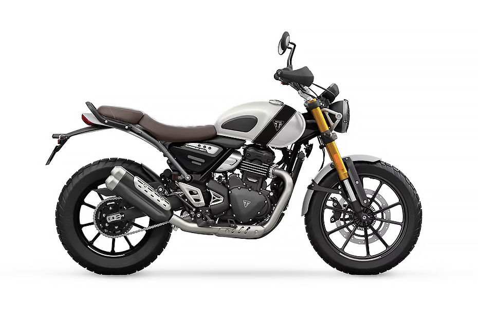 Triumph Scrambler 400 X Pearl Metallic White And Phantom Black colour