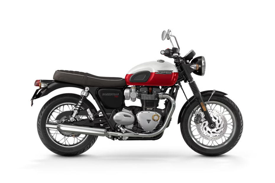 Triumph Bonneville T120 Crystal White And Cranberry Red colour