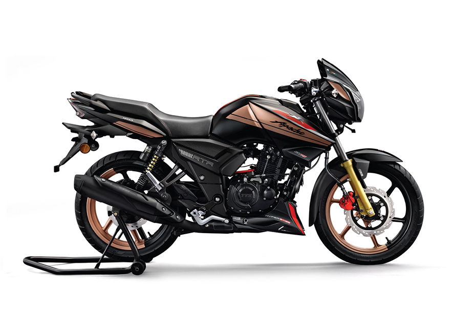 TVS Apache RTR 160 Black And Champagne Gold colour